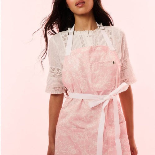 LoveShackFancy x H&B Toscana Toile Perennial Pink Cropped Essential Apron