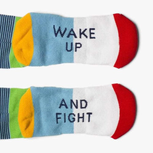 Wake Up and Fight Sock - Blue Stripe